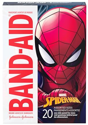 BAND-AID Brand Adhesive Bandages, Marvel Spiderman, Assorted Sizes, 20 Ct