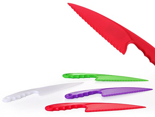 Dcasa Pack 4 Cuchillo pastelero 4/c plástico 29 x 6 x 1 cm blanco, verde, rojo y morado.