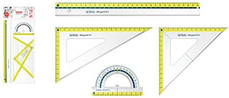 Herlitz Geometrie-Set 4tlg / 2x Geo-Dreieck, Lineal, Winkelmesser / Farbe: lemon