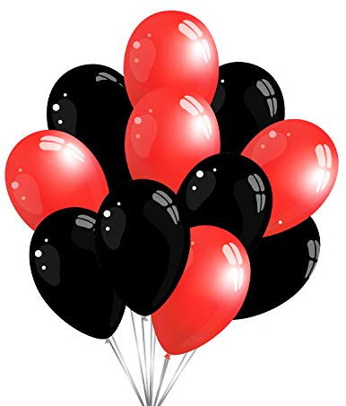 Premium Luftballons in Schwarz Rot - Made in DE - 100% Naturlatex & 100% biologisch abbaubar - 50 Stück - Geburtstag Party Karneval - für Helium geeignet - twist4®