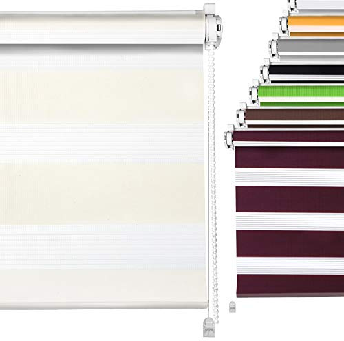 Doppelrollo Vanille 45x150cm Duo-Rollo für Fenster Klemmfix ohne Bohren