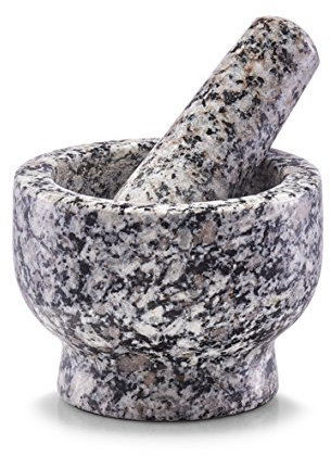 Zeller Mörser und Stößel-Set, Granit, grau, ca. 9 x 9 x 6,5 cm