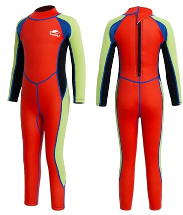Gogokids våtdräkter för barn – pojkar flickor Rash Guard termiska baddräkter i ett stycke 2,5 mm neopren dykdräkt snorkeldräkt UV-skydd 50+