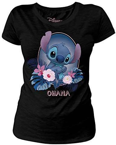 Lilo & Stitch Camiseta para Mujer Disney Ohana Cotton Black - M