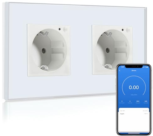 BSEED WLAN Smart Steckdose 16A mit Strommessung,2 Fach Intelligente Steckdose mit Verbrauchsmessung und Energiekosten-Messer,arbeitet mit Amazon Alexa,Google Home,Timerfunktion Weiß
