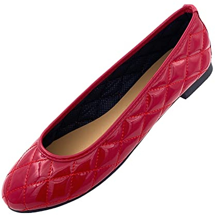 Mara Classic Donna – Ballerine in vernice – veste piccola!, Colore: rosso, 42 EU Stretta