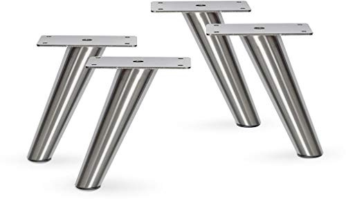 AKB Hardware Schräge Möbelbeine aus Metall, gebürstetes Nickel, 12,7 cm, 4 Stück