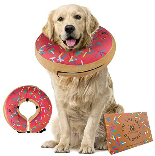 Aufblasbares Hundehalsband | Tolle Alternative zum Hundetrichter | Bequemes Genesungshalsband für große Hunde (Rosa)