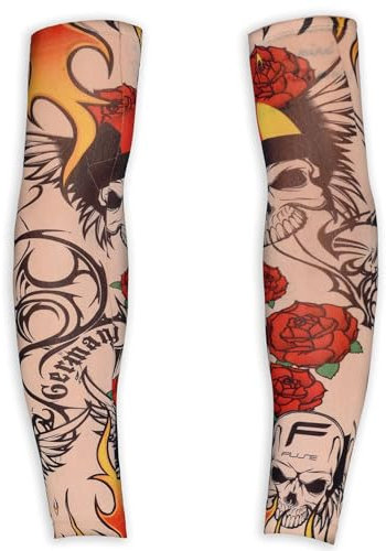 W WIDMANN MILANO Party Fashion 29358 - Tattoo-Ärmel Easy Rider, 1 Paar, sehr realistisch, Armstrümpfe, Biker, Rocker, Sträfling, Verbrecher, Karneval, Mottoparty