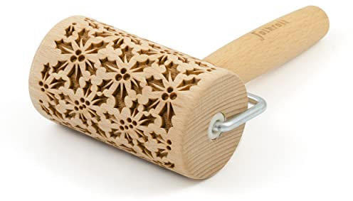 Folkroll Teigrolle Stechpalme, Mini, 9.5 cm, Nudelholz, Prägerolle, Muster, Motiv, Rolle, Buchenholz, 332870
