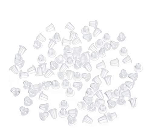 MOXIOU Er 200 unids/Lote Pendiente de Silicona de Goma Pendientes de Oreja Transparente Pendientes de Enchufe de Tuerca de Espalda Backs Ganchos DIY Joyería Hallazgos Accesorios D413 (Color : C)