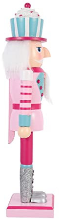 NOLITOY Rosa Tradicional Cascanueces Soldado Ornamento 35 Cm Madera Cupcake Cascanueces Patriótico Cascanueces Estatuilla Regalo Vacaciones Navidad Mesa Centro de Mesa