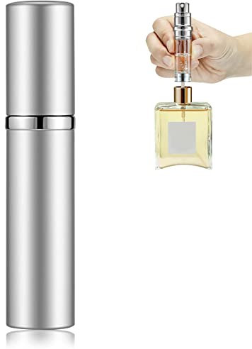 Colexy Atomizzatore di Profumo, 5ML Bottiglia Profumo Ricaricabile, Flacone Spray Profumo da Viaggio, Dispenser Profumo Portatile, Mini Nebulizzatori per Profumo per Vita Quotidiana (Argento)