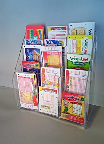 Astroplastic Espositore Contenitore in plexiglass da banco a 10 o 15 Tasche Biglietti brochure depliant schede Lotto Super enalotto (15 Tasche (5+5+5))