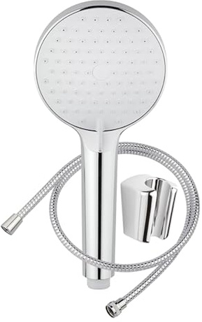 SwissWave - Kit Doccia Vasca con Soffione a Mano 85mm - In ABS - 3 Modalità di Getto - Con Supporto Fisso a Parete e Flessibile 150cm - Ugelli Anticalcare - Ricambio Rubinetteria - Argento/Cromo