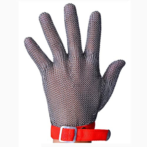 Anti Cutting Gloves Chefs butchers' anti cutting gloves Stainless steel chain mail gloves Men women safety work gloves nylon wrist strap (Size : 1PCS/XXL)