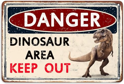 Lustige Dinosaurier-Wanddekoration – Metallschilder und Poster für Jungenzimmer, Badezimmer oder Höhle – 30,5 x 20,3 cm