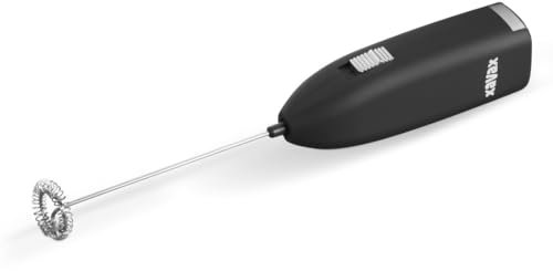 Xavax Mousseur à lait (Batteur à lait, fouet inox très puissant 14 000 tr/min, Emulsionneur à lait à piles, Fouet Électrique Idéal Café Latte Cappuccino Macchiato Matcha Sauces Blancs d'oeufs) Noir