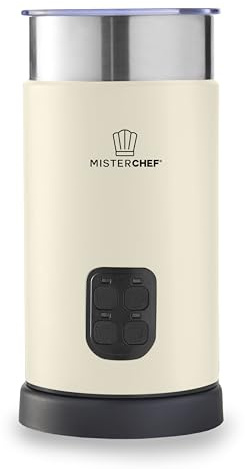 MisterChef stor snabb 550 W automatisk mjölkskummare, varm och kall mjölkfunktionalitet, 240 ml mjölkuppvärmning/115 ml mjölkskummning, 4 funktioner - tyst driftkräm med 2 års garanti