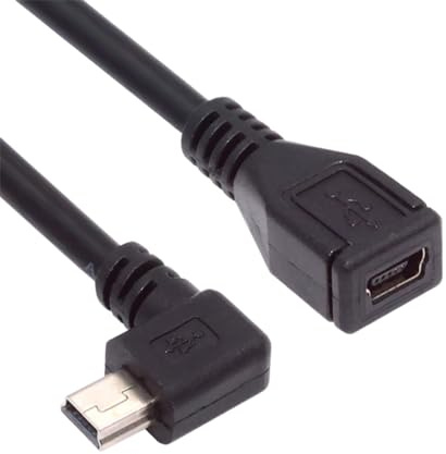 NFHK 90 Degree Left Angled Mini USB 5Pin Male to Female Extension Cable 30cm for GPS Camera