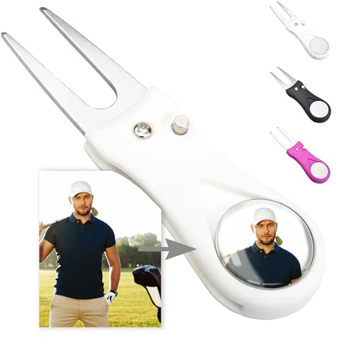 ibera gifts - Golf Pitchgabel mit magnetischem Golfball Marker, personalisiert mit Foto - Personalisierte Pitch Pitching Gabel Divot Tool