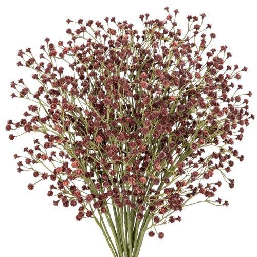 Briful 10 Stück Künstliches Schleierkraut Kunstblumen Wie Echt Gypsophila Blumenstrauß Dekorative Künstliches Blumen für Blumengesteck Hochzeit Party Dekoration