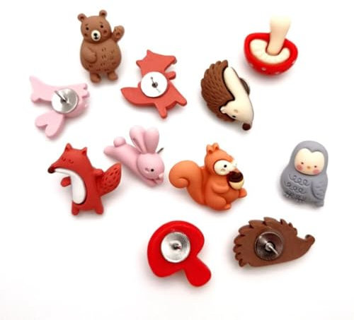 50Pcs niedliche Tier Reißzwecken, Tier Pins Pinnwandnadeln Flach Reißnägel Deko Reissnägel DIY pinnadeln Reißzwecken Heftzwecken Push Pins Pinnadeln für Handwerk Korkplatte Fotos Postern Büro