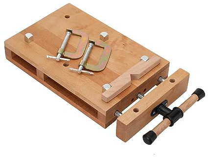YILIKISS Tragbare Hobelbank & Schraubstock Mini-Werkbank Mobil Tragbar aus Buchenholz Klemmen Hobeln,52 x 28 x 7 cm