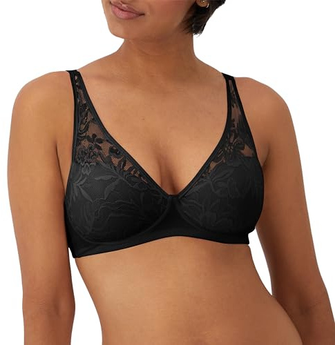 Bali Women's Breathe Modal T-Shirt Bra, Breathable Wireless Bra, Full-Coverage Convertible Bra Black