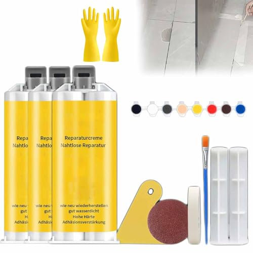 Kit di riparazione multifunzionale per piastrelle in granito e marmo, kit di riparazione per piastrelle in porcellana, per fissare vasca da bagno incrinata e piano di lavoro in porcellana (3 set)
