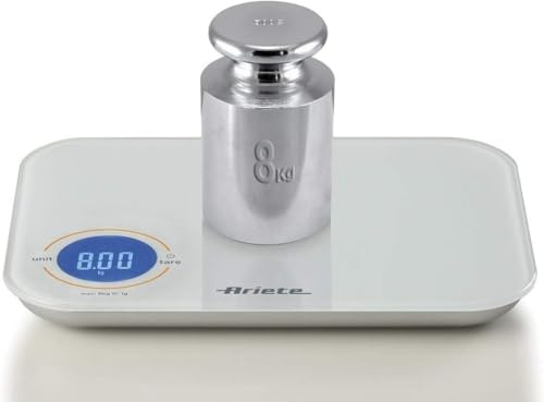 Bilancia digitale da cucina con sensore di precisione 8 kg - bilancia elettronica - funzione tara - display digitale- 851 Ariete - col.bianco