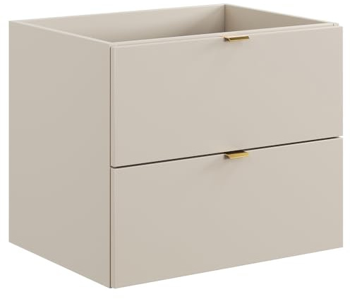 Meuble sous lavabo de salle de bain - 60 cm - En cachemire mat - 2 tiroirs