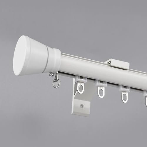 Tringle à rideau de douche coulissante simple ronde avec tringles coupables Blanc 3,5 m