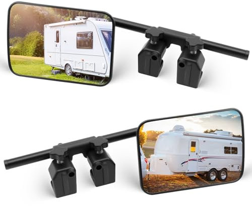 KAOLALI Car Towing Mirrors, Universal Clip Wing Mirror Extensions for Towing, Adjustable Caravan Mirrors, for for RV Cars Trailer Van SUV Trucks (1 Pair)