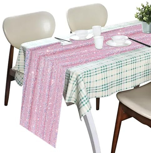 Glitzer Pailletten Tischläufer 30*275cm Wiederverwendbarer Tischband für Party deko, Geburtstagsparty, Hochzeitstisch, Weihnachtsdeko (Rosa, 30*275cm)