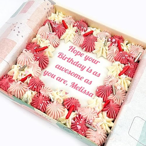 Write Your Own Text On Pink Brookies | Letterbox Friendly Brookie | Irresistibly Brownie & Cookie Combination | Great Tasting Gifts For Him Or Her | Perfect For Birthdays, Celebrations Or Any Event