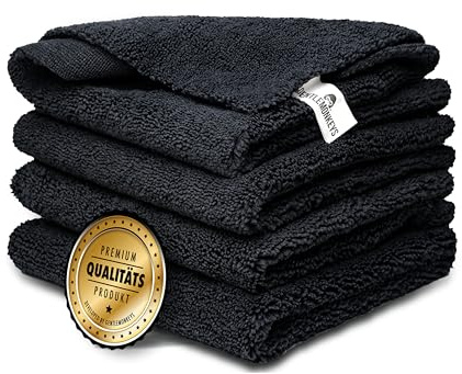 GENTLEMONKEYS Mikrofasertücher (4er Set) - Doppelflor Trockentücher | Ultraweich, kratzfrei, lackschonend & saugstark - Ideal für Autopolitur & Autopflege - Für Lack, Polieren, Reinigen