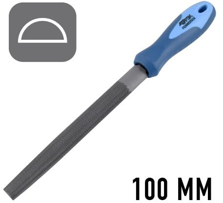 Lima media caña 100 mm, herramienta de abrasión para dar forma y suavizar superficies en metal, madera y plásticos.