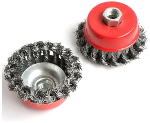 Steel Wire Brush 2Pcs M14 M10 Screw Twist Knot Wire Wheel Cup Brush for Angle Grinder Steel Wire(75mm Cup Brush 2pc)