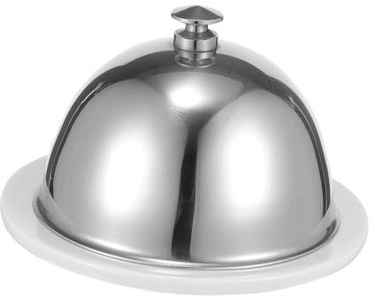 VALICLUD en Céramique Rond avec Couvercle en Acier Inoxydable Assiette à Dessert Pratique pour Beurre et Fromage Cuisine et Dîner