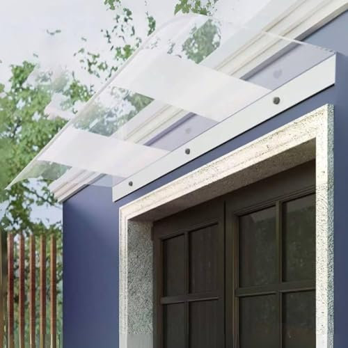 YVYKFZD Marquesina para Puertas Entrada, Tejadillo de Protección Toldo Cubierta Invisible, Marquesinas Exterior policarbonato, Toldo Refugio Curvo, fácil de Instalar(Translucent,50x150cm/20 x59)