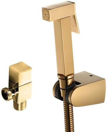 DLAZUM Bidet portatif pour Toilettes, Couches lavables en Laiton pour bébé avec Tuyau et Support, Lavage féminin Portable, Installation Facile,Gold