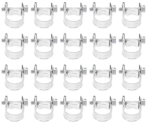 Tofficu 20pcs Mini Fuel Injection Hose Clamps Plated Pipe Clips for Fuel Lines Water Pipes and Cables Durable and Corrosion Resistant Fasteners Range