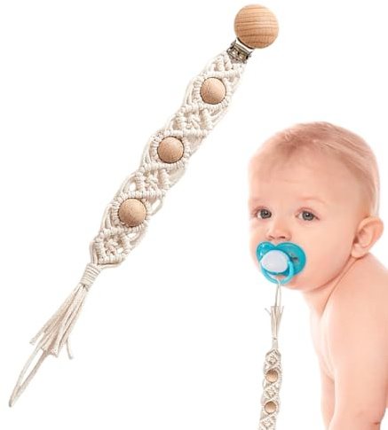 Schnullerketten, Paci Clips – Paci Geflochtener Boho Clip – flexible Clips für Jungen, Mädchen, geflochtenes Baumwollseil für Kleinkinder, für und Befestigung von Milchflaschen