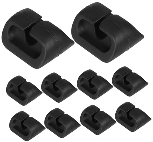POPETPOP 12 piezas Organizador de Cables Adhesivo Clips Silicona Resistente para Mesa Oficina Hogar Sujetacables Fácil Instalación Antideslizante Negro