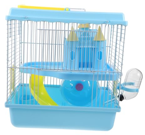 HEMOTON Burgkäfig Mäusefutternapf Für Hamster Zwerghamster Reisekäfig Tragbarer Hamsterburgkäfig Meerschweinchenkäfig Rennmaus Futternapfkäfig Himmelblauer Kunststoff