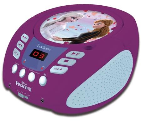 Lexibook, La Reine des Neiges Lecteur CD Bluetooth, RCD109FZLXB | Bluetooth, prise micro, Effets lumineux, Violet