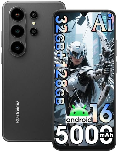 Blackview Wave 10 Handy Ohne Vertrag, 32GB+128GB/2TB Android 16 Phone, 6.88 120Hz Gemini AI Smartphone Ohne Vertrag Günstig, 5000mAh, 32MP+13MP, WiFi 5, Fingerabdruck/GPS/OTG/FM/Handyhülle, Schwarz