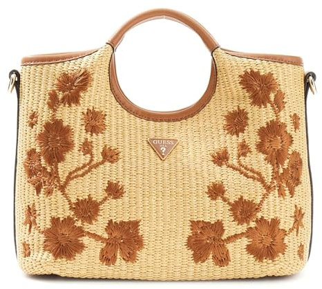 GUESS Handtasche Umhängetasche Kirsten Mini Satchel Caramel braun