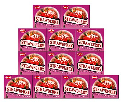 Strawberry - Case of 12 Boxes, 10 Cones Each - HEM Incense From India